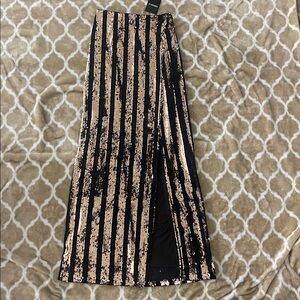 Forever 21 Black Maxi Skirt with Rose Gold Sequin Stripes